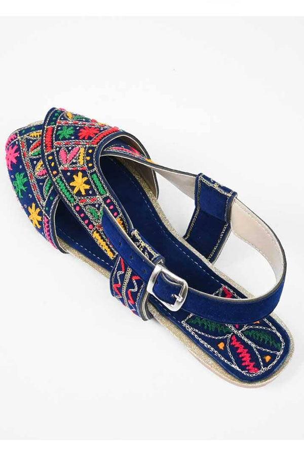 Elo Women's Timisoara Embroidered Design Peshwari Chappal Royal