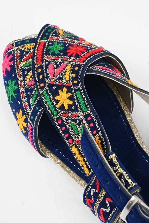 Elo Women's Timisoara Embroidered Design Peshwari Chappal Royal