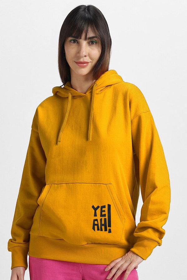 elo Women's Yeah Printed Fleece Pullover Hoodie Mustard