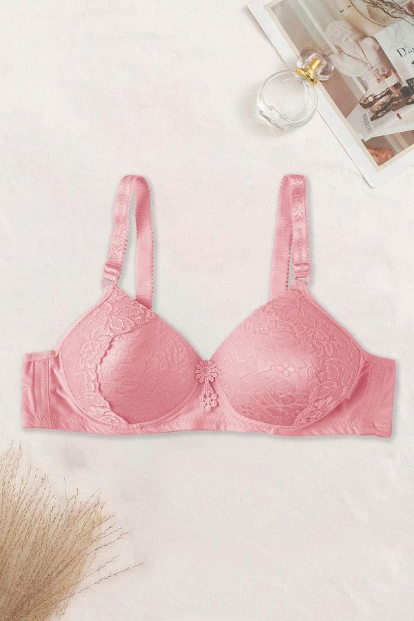 Elo YD Women's Lace Design Stretched Push Up Padded Bra Maroon