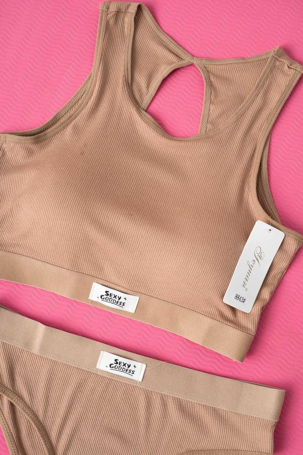 Elo Yeyuan Women's Padded Sports Bra & Panty Set Black