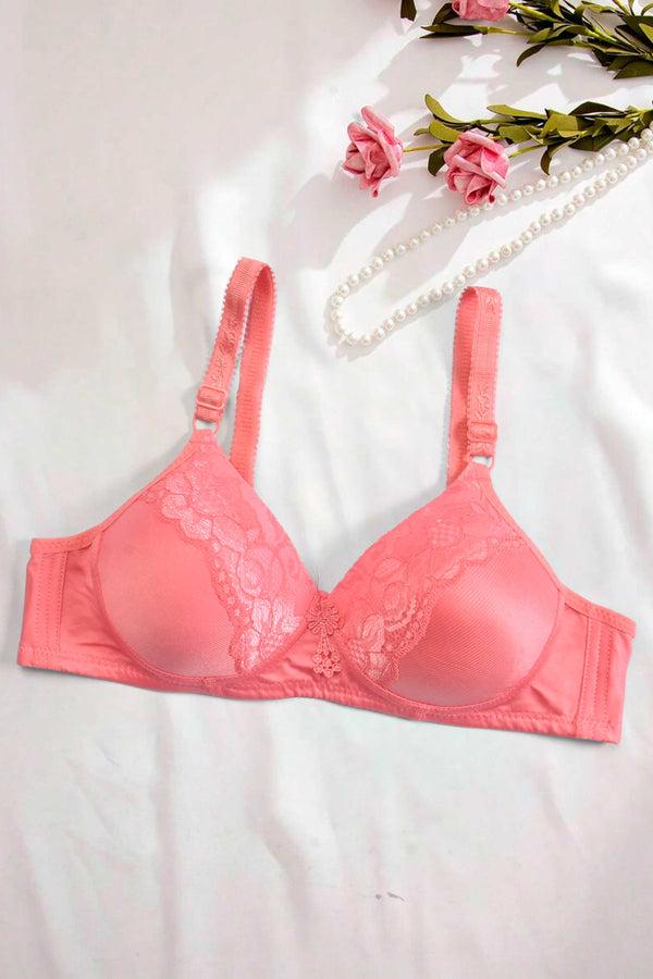 Elo Yidieman Women's Floral Lace Design Stretched Push Up Padded Bra Skin