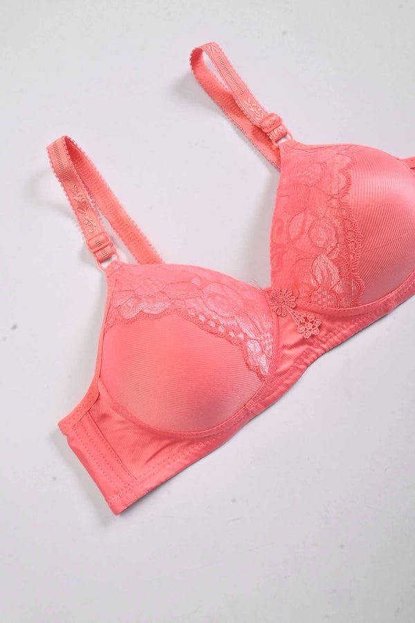 Elo Yidieman Women's Floral Lace Design Stretched Push Up Padded Bra Skin