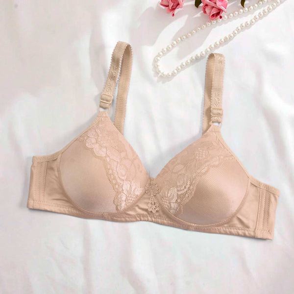 elo Yidieman Women's Floral Lace Design Stretched Push Up Padded Bra Skin