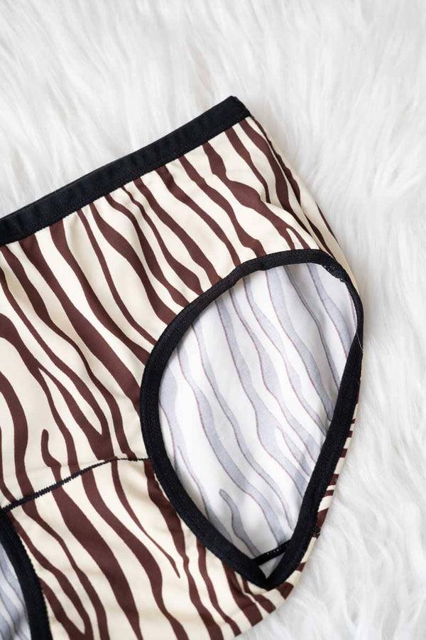 Elo Yifangdie Women's Striped Leak Protection Panties Cream