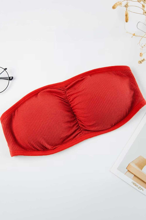 elo Yufangshi Women's Removable Padded Strapless Bra Red