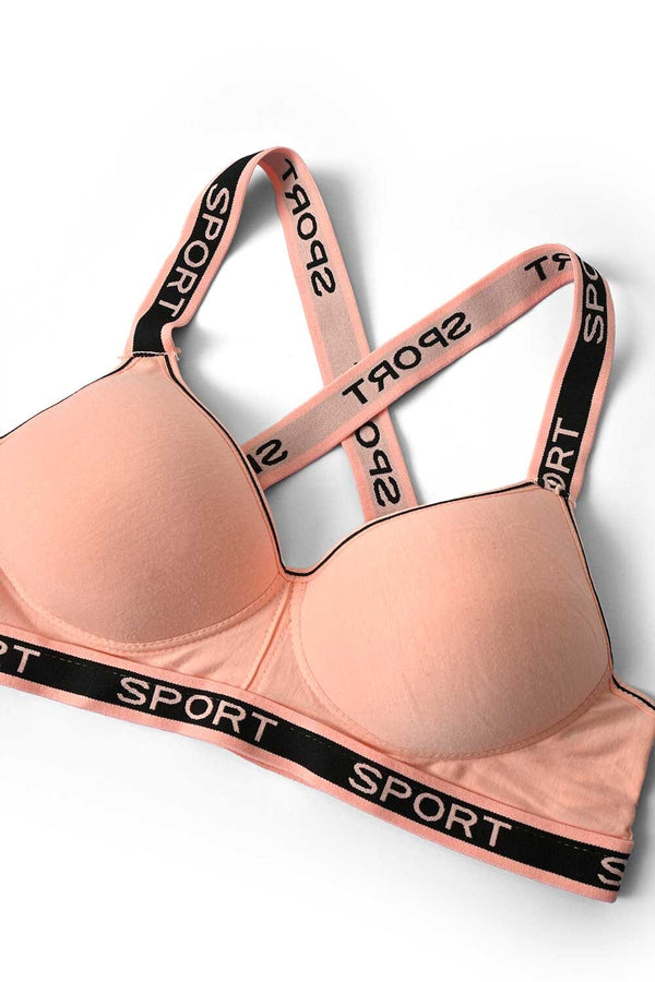 Elo Yuluoting Women's Criss-Cross Sports Padded Bra Grey