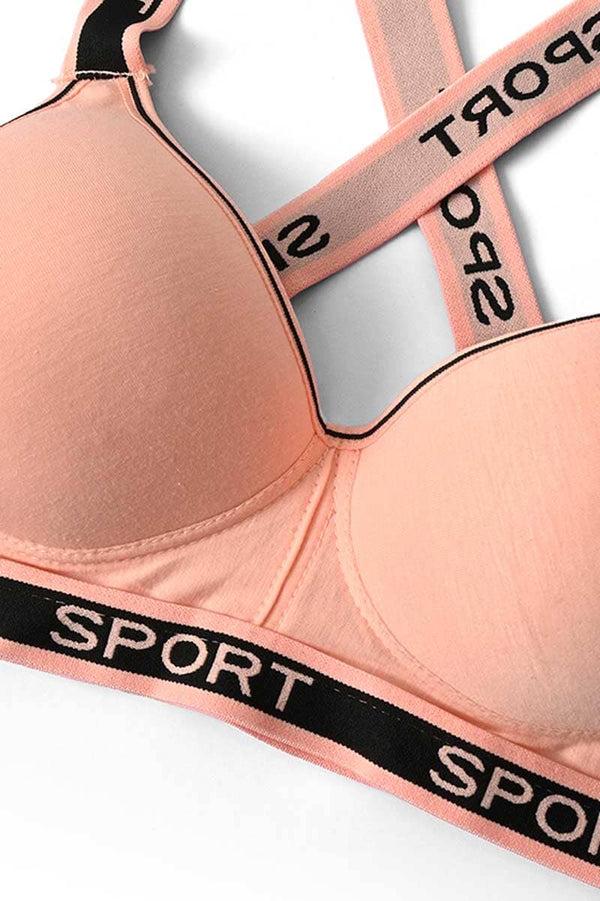 Elo Yuluoting Women's Criss-Cross Sports Padded Bra Grey