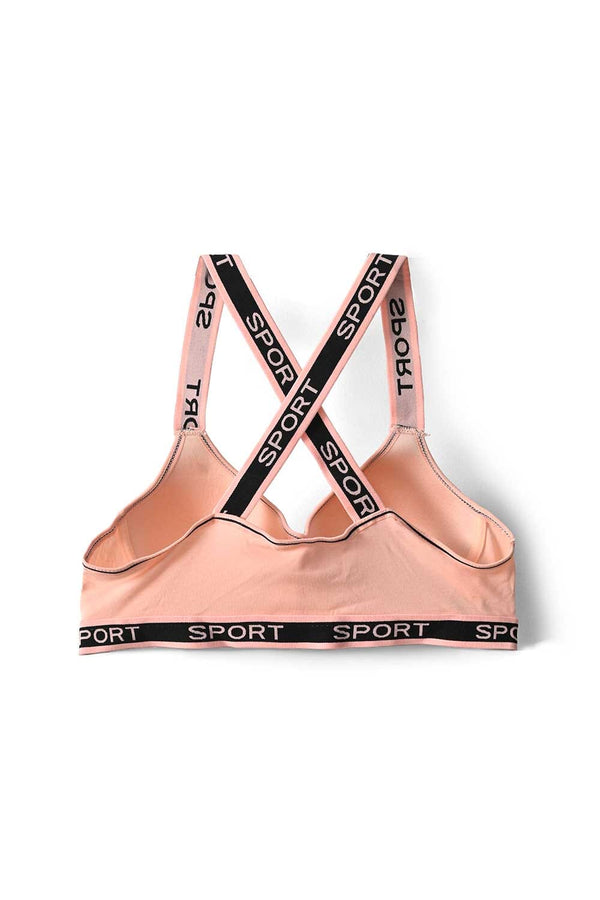 Elo Yuluoting Women's Criss-Cross Sports Padded Bra Grey