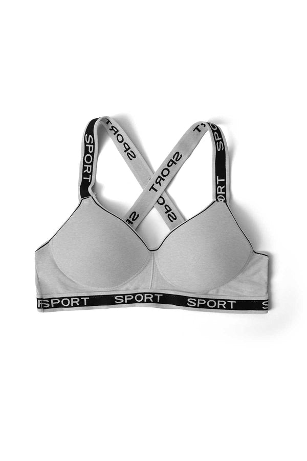 elo Yuluoting Women's Criss-Cross Sports Padded Bra Grey