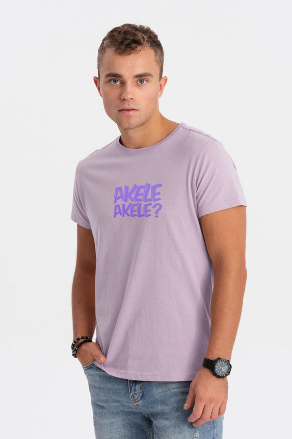 Elo Yurek Men's Akele Akele Printed Crew Neck Tee Shirt Lilac