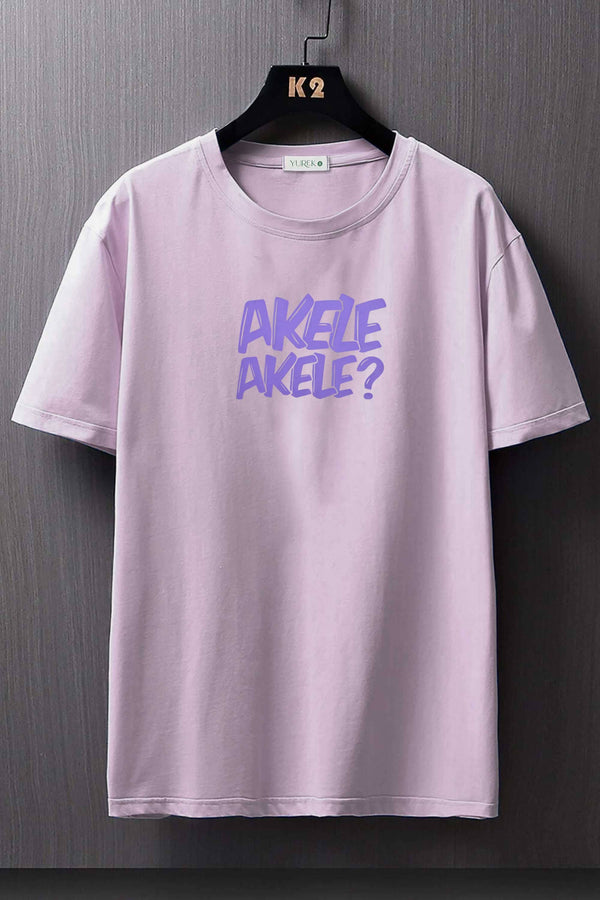 Elo Yurek Men's Akele Akele Printed Crew Neck Tee Shirt Lilac