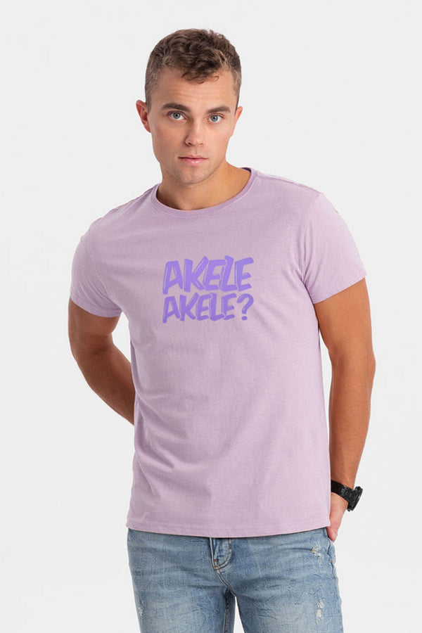 elo Yurek Men's Akele Akele Printed Crew Neck Tee Shirt Lilac