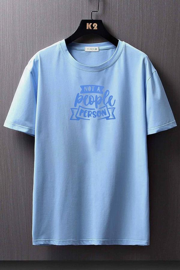 Elo Yurek Men's Not A People Person Printed Crew Neck Tee Shirt Sky