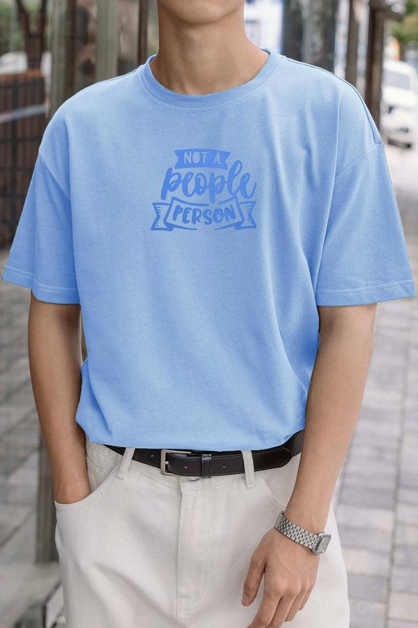 elo Yurek Men's Not A People Person Printed Crew Neck Tee Shirt Sky