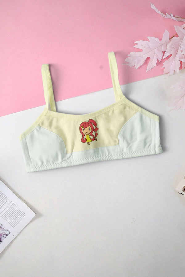 elo YZN Girl's/Women's Printed Bidi Bra White & Light Yellow