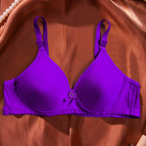 elo Zicawei Women's Solid Design Push Up Padded Bra Purple