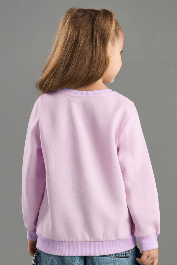 Elo ZR Girl's Starbust Printed Fleece Sweat Shirt Lilac