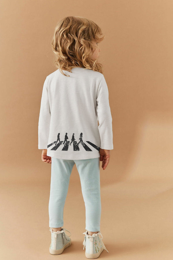 Elo ZR Girl's The Beatles Printed Long Sleeve Tee Shirt White