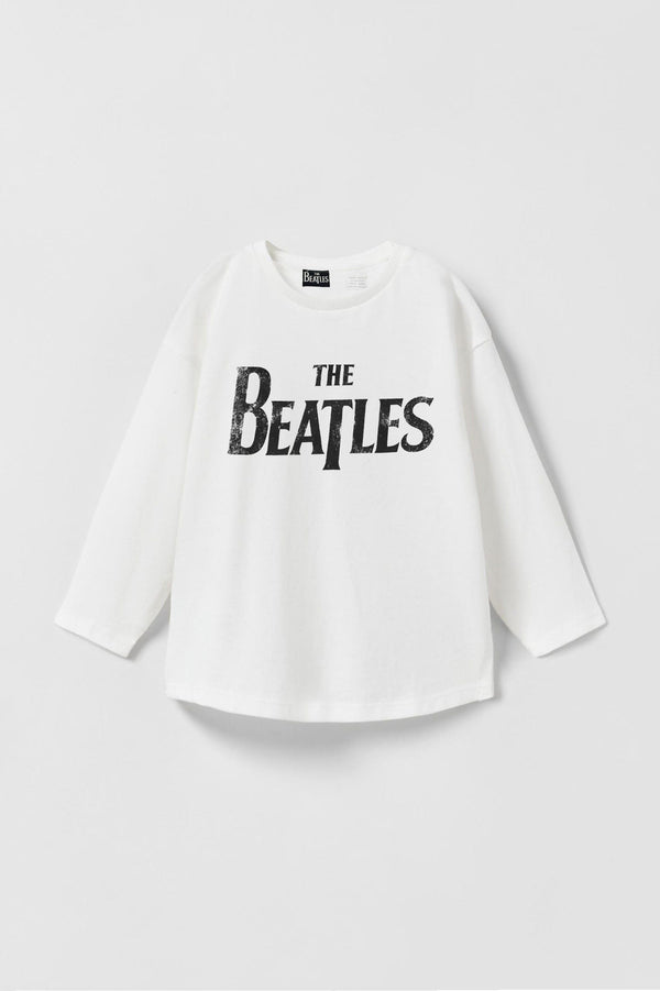 Elo ZR Girl's The Beatles Printed Long Sleeve Tee Shirt White