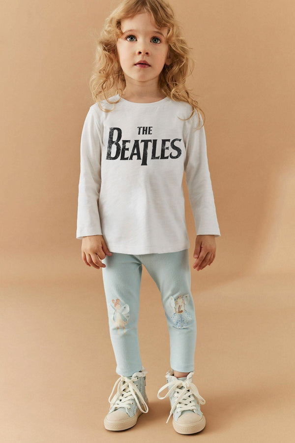 elo ZR Girl's The Beatles Printed Long Sleeve Tee Shirt White