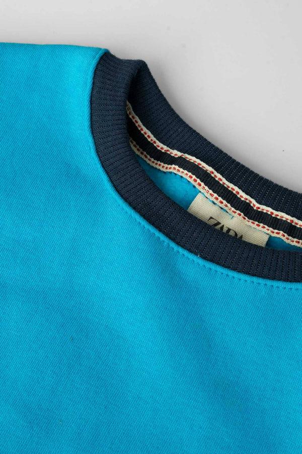 Elo ZR Kid's Dino Face Printed Fleece Sweatshirt Aqua Blue