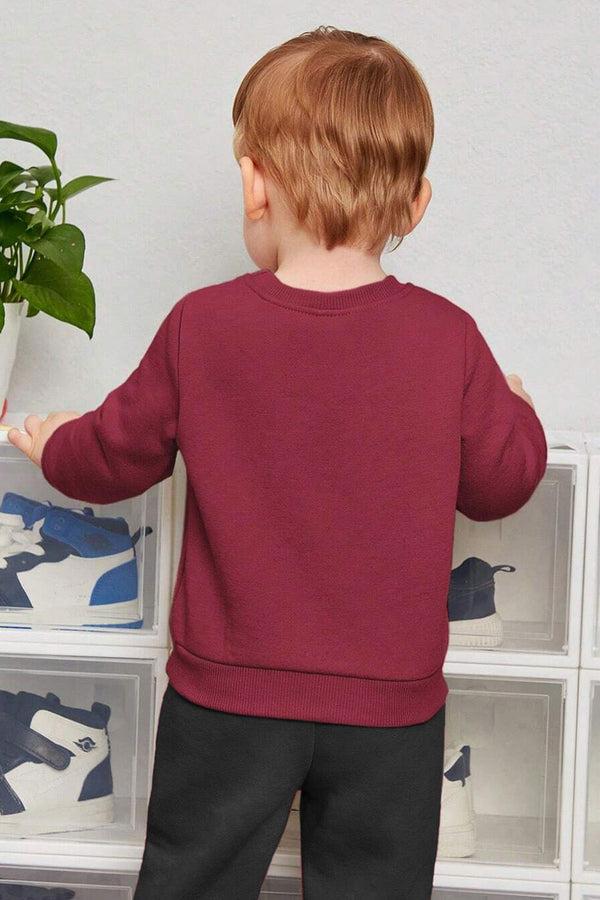 Elo ZR Kid's Forest Printed Fleece Sweat Shirt Burgundy