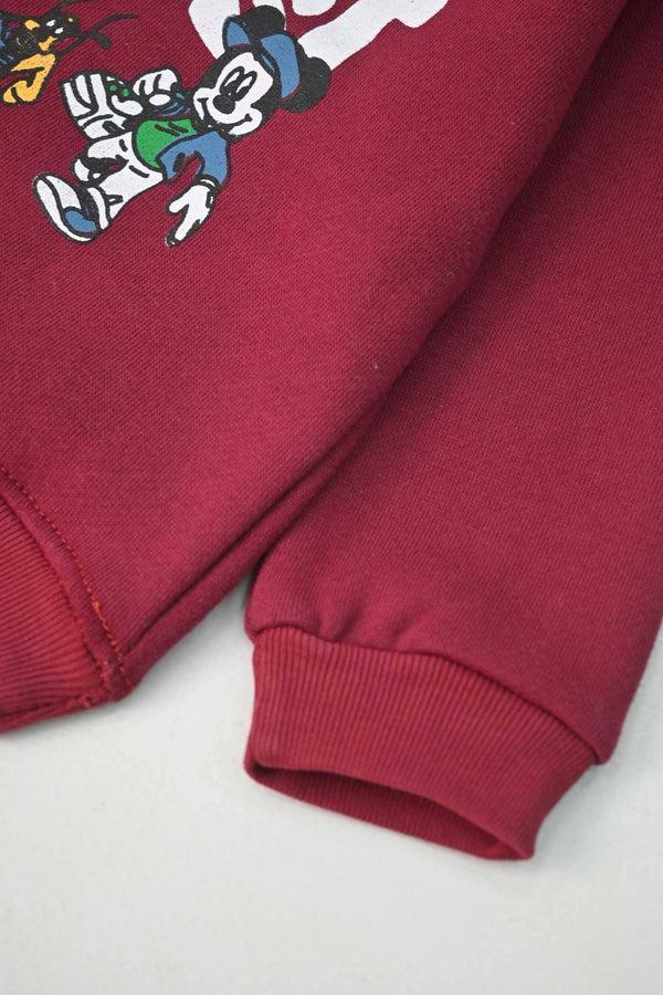 Elo ZR Kid's Forest Printed Fleece Sweat Shirt Burgundy