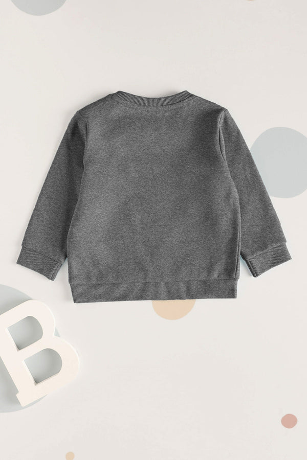 Elo ZR Kid's Pikachu Printed Fleece Sweat Shirt Charcoal