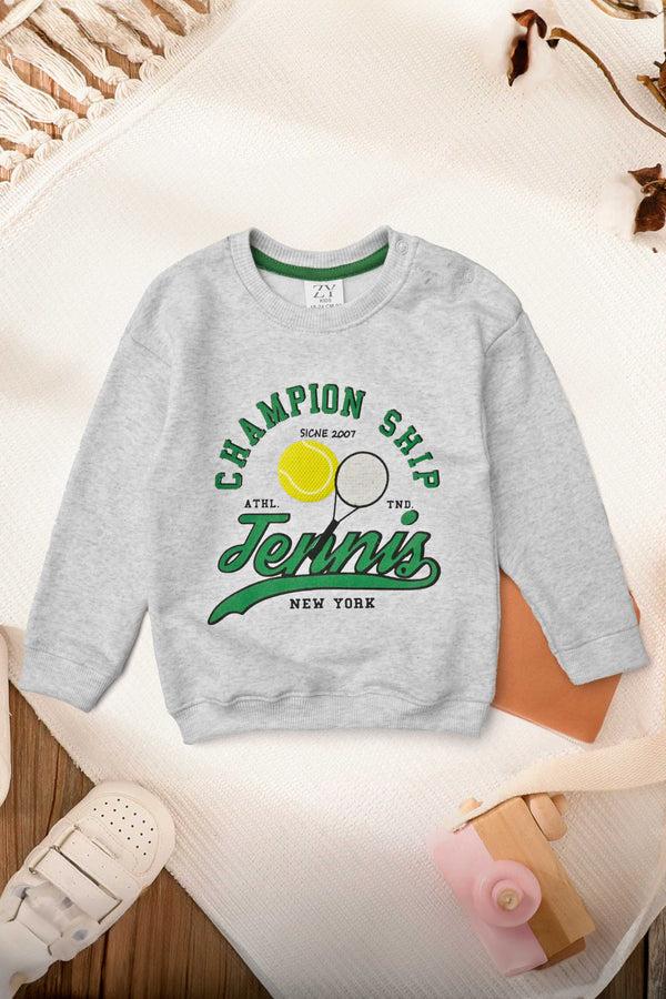 Elo ZY Kid's Champion Ship Printed Terry Sweat Shirt Grey
