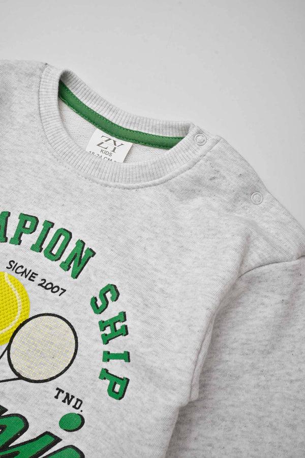Elo ZY Kid's Champion Ship Printed Terry Sweat Shirt Grey