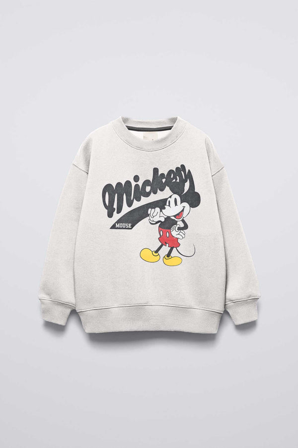 elo ZY Kid's Mickey Mouse Printed Fleece Sweat Shirt Beige