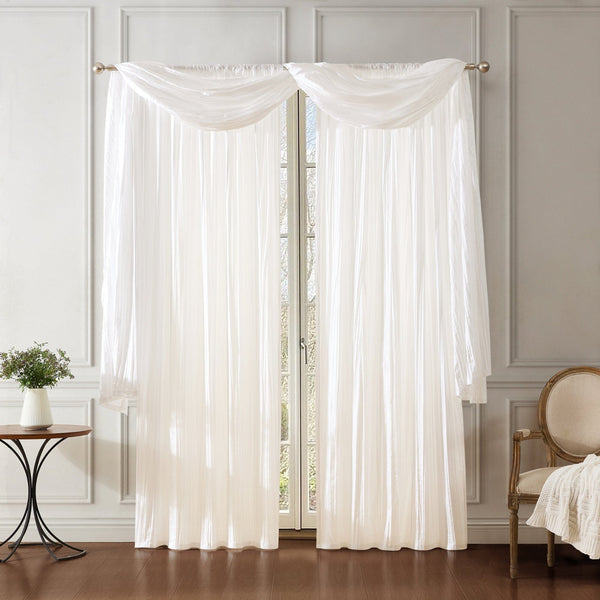 Elrene Athena Faux Crushed Silk Window Curtain And Scarf Set