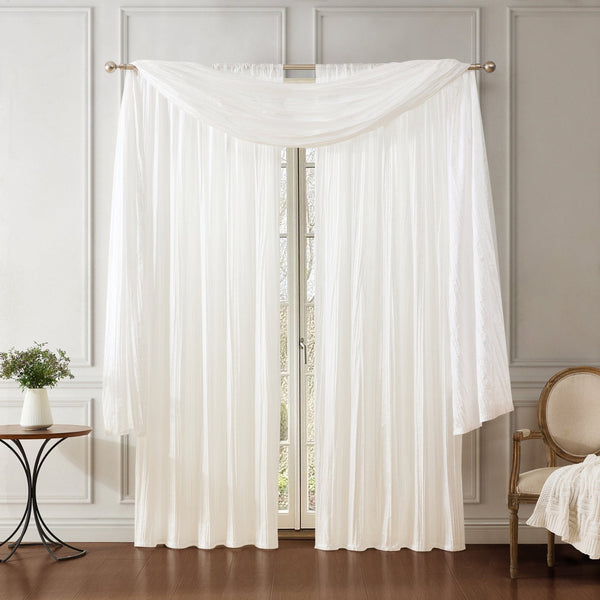 elrene Athena Faux Crushed Silk Window Curtain and Scarf Set