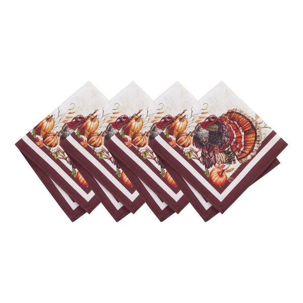 Elrene Autumn Heritage Turkey Engineered Napkins Set Of 4