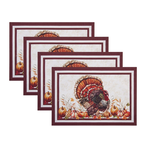 Elrene Autumn Heritage Turkey Engineered Placemats Set Of 4