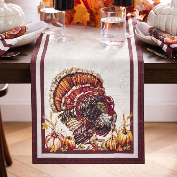 elrene Autumn Heritage Turkey Engineered Table Runner