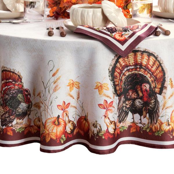 Elrene Autumn Heritage Turkey Engineered Tablecloth
