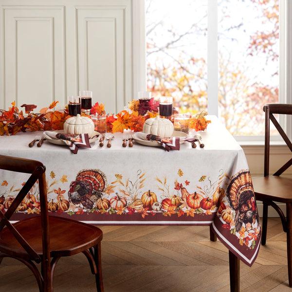 elrene Autumn Heritage Turkey Engineered Tablecloth