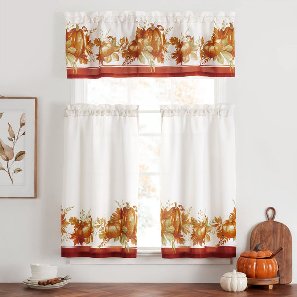 Elrene Autumn Pumpkin Grove Fall Tier Set And Valance