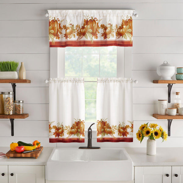 elrene Autumn Pumpkin Grove Fall Tier Set and Valance