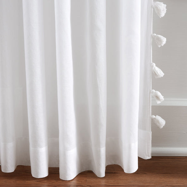 Elrene Bianca Semi-Sheer 100% Cotton Window Curtain With Tassels