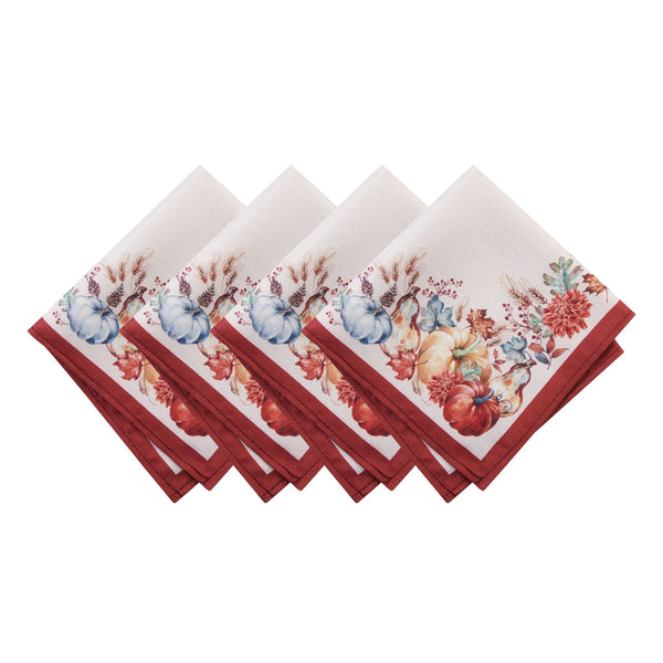 elrene Botanical Harvest Pumpkin Engineered Napkins Set of 4