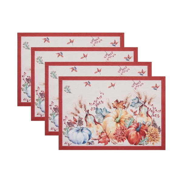 Elrene Botanical Harvest Pumpkin Engineered Placemats Set Of 4