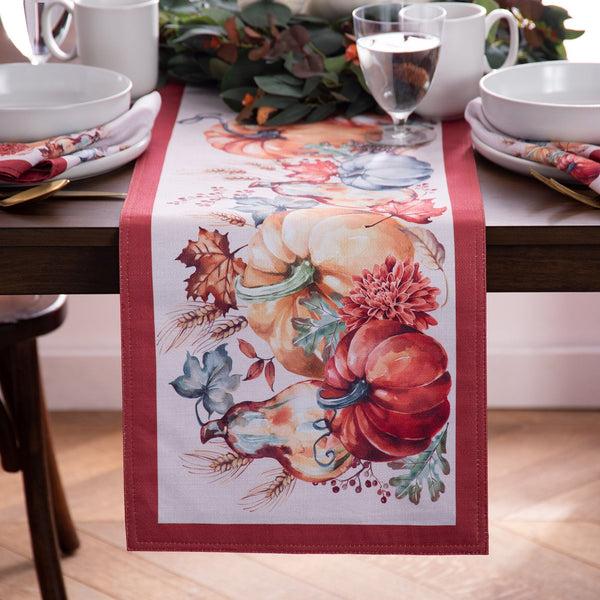 Elrene Botanical Harvest Pumpkin Engineered Table Runner