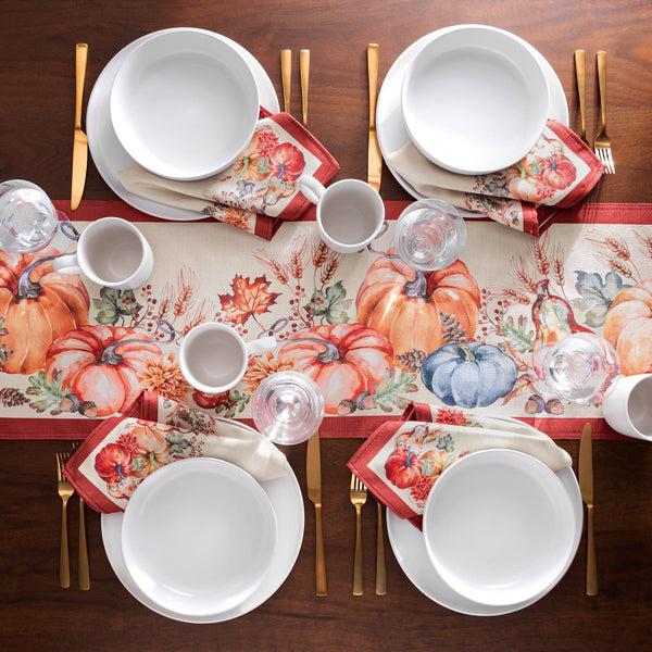 elrene Botanical Harvest Pumpkin Engineered Table Runner