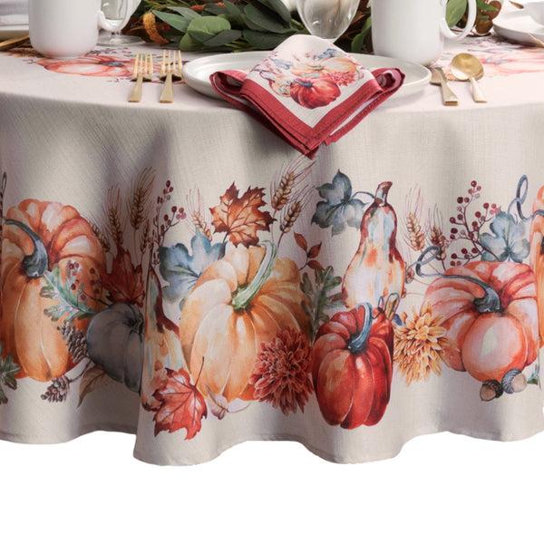 Elrene Botanical Harvest Pumpkin Engineered Tablecloth