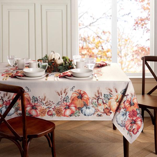 elrene Botanical Harvest Pumpkin Engineered Tablecloth
