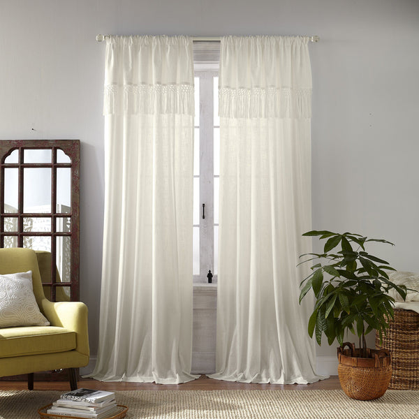 Elrene Calypso Macramé Tassel Semi Sheer Window Curtain