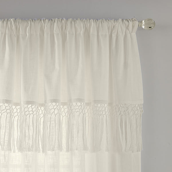 Elrene Calypso Macramé Tassel Semi Sheer Window Curtain